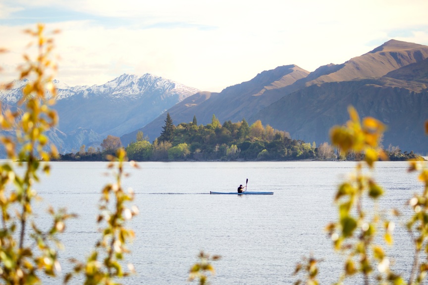 Kayaker on Lake Wanaka.